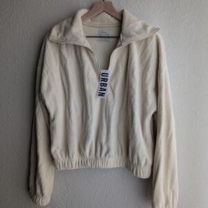 Urban Outfitters Track Meet Half Zip Cream Sweatshirt NWT Size M